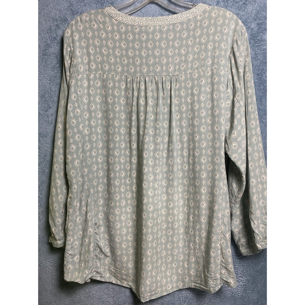 DR2 Daniel Rainn Long Sleeve Shirt Women XL Pleated White Grayish Cottage Core - Picture 5 of 7